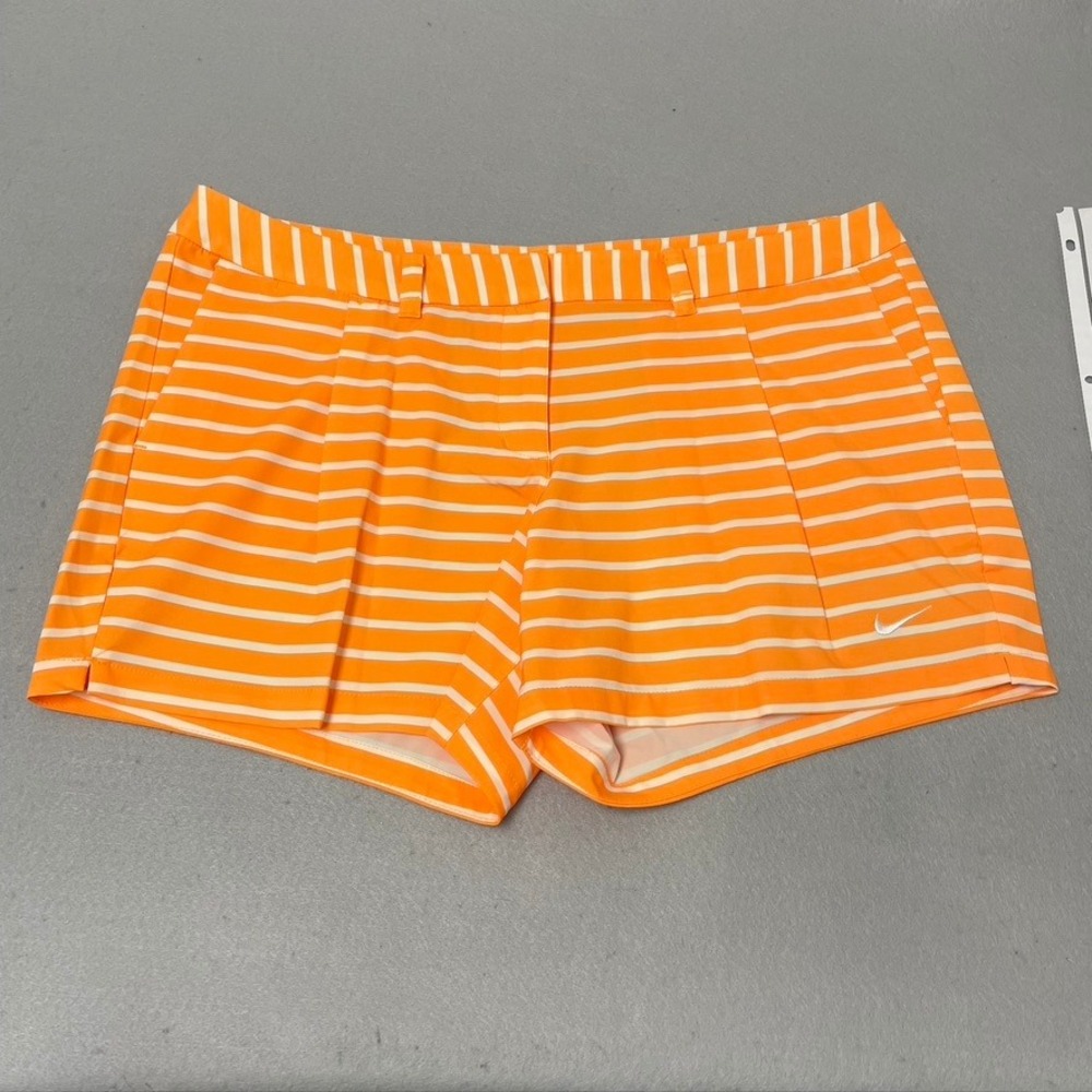 Nike Golf Shorts Womens 14 Ladies Orange White Striped Dri-FIT Activewear